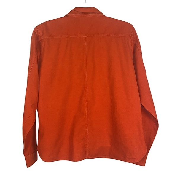 Moda International corduroy long sleeve pockets button down shirt Sz L Orange - Picture 3 of 11
